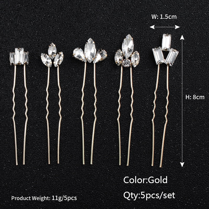 Efily Bridal Wedding Hair Accessories Rhinestone Hair Pins Forks for Women Pearl Hairpins Bride Headpiece Party Jewelry Gift - Orchid Unique