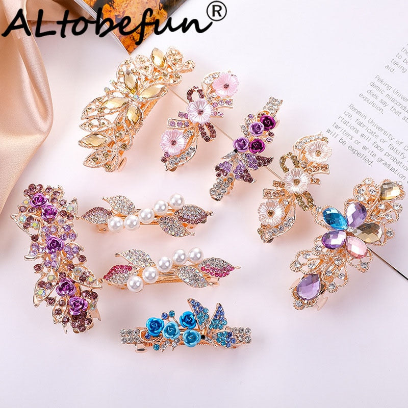 Crystalline rhinestone hairpin - Orchid Unique