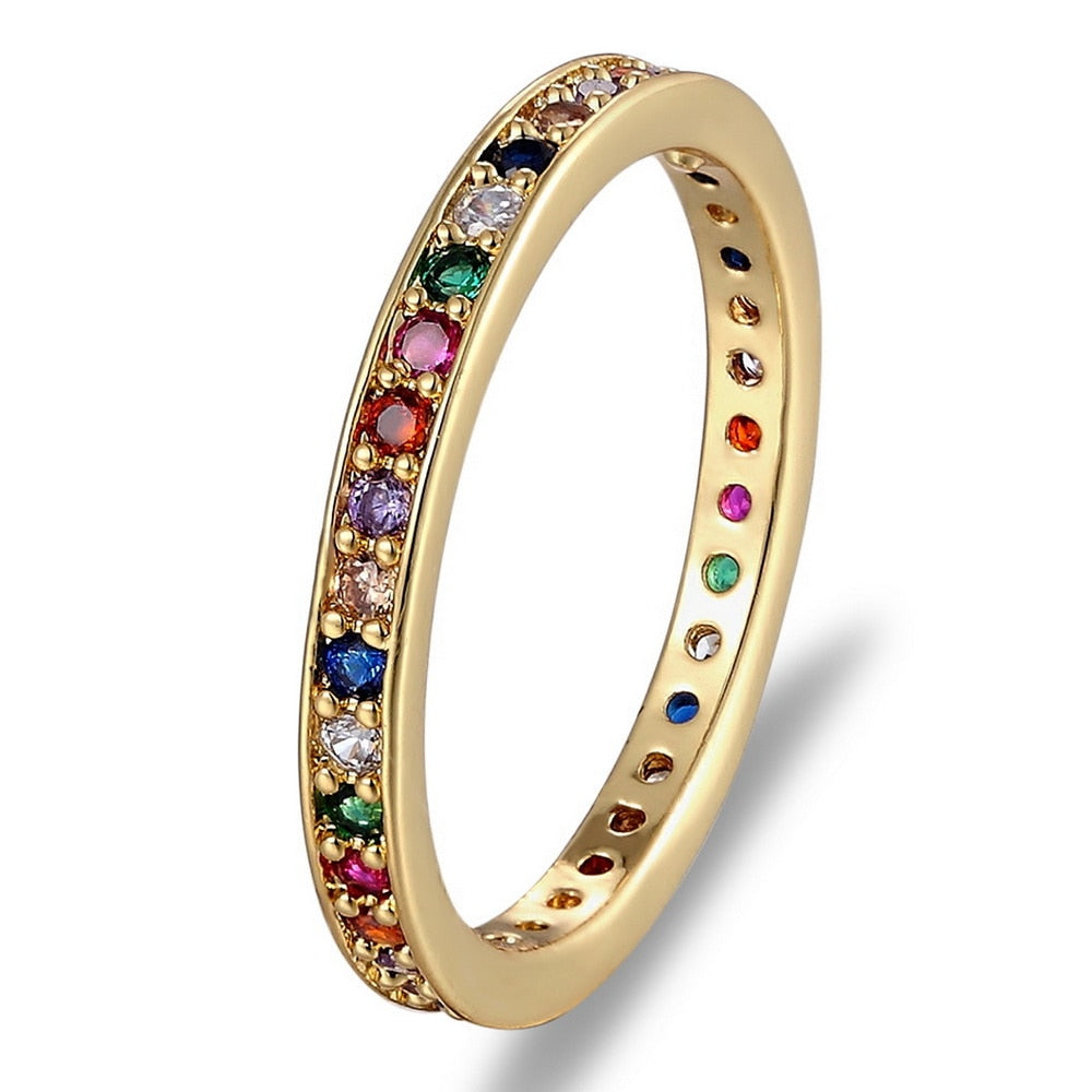 Top Quality Colorful Rainbow CZ Ring - Orchid Unique