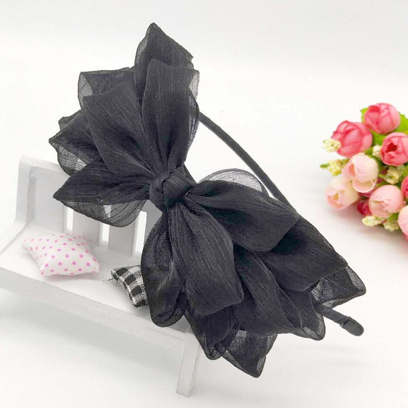 Big Bow Floral Shining Hair Band - Orchid Unique
