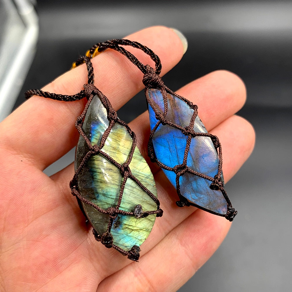 Natural Crystal Labradorite Stone Necklace - Orchid Unique