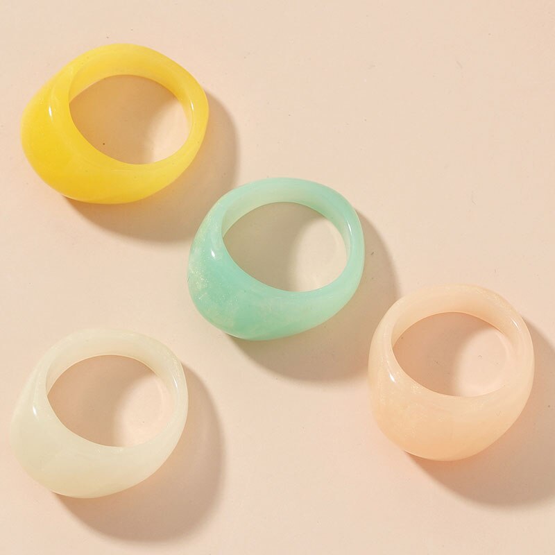 4Pcs/Set Colorful Sweet Acrylic Rings - Orchid Unique