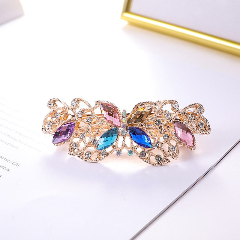 Crystalline rhinestone hairpin - Orchid Unique