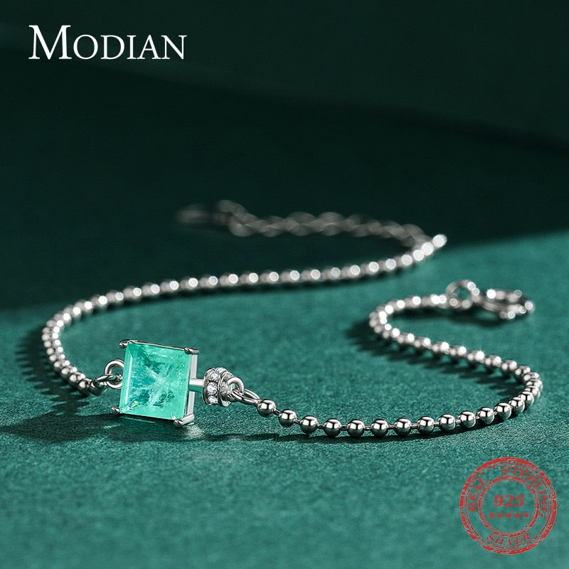 Square Tourmaline Beads Chain Bracelet - Orchid Unique