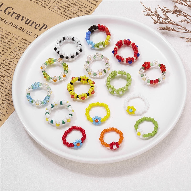 Colorful Bohemia Handmade Flower Ring - Orchid Unique