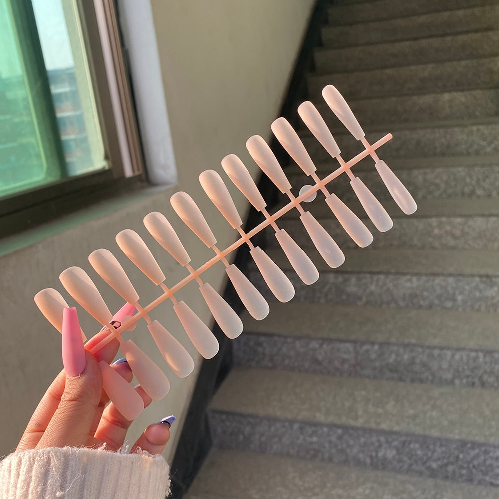 Matte Super Long Coffin False Nails - Orchid Unique