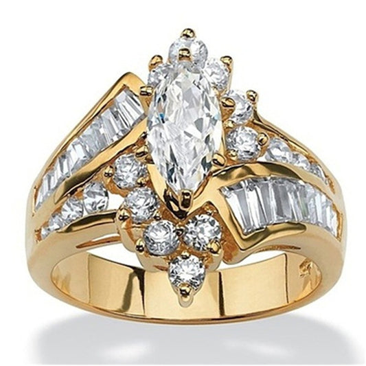 Luxury Oval White CZ Gold Ring - Orchid Unique