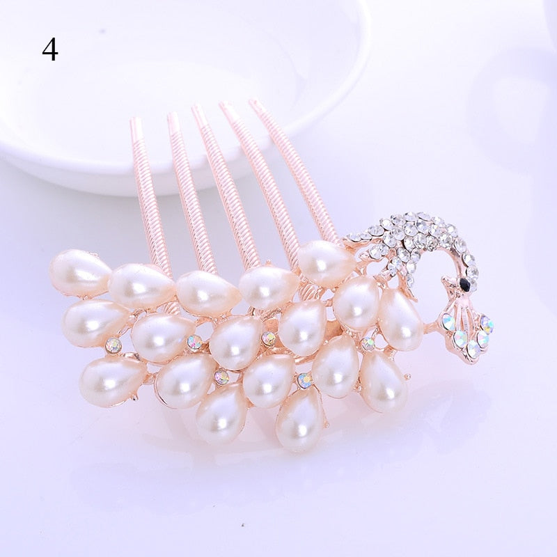 Crystal Flower Hair Combs - Orchid Unique