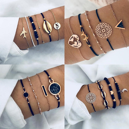 Moon Heart crystal Charm Bangle Boho bracelet - Orchid Unique