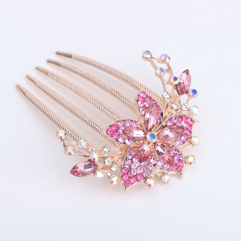 Crystal Flower Hair Combs - Orchid Unique