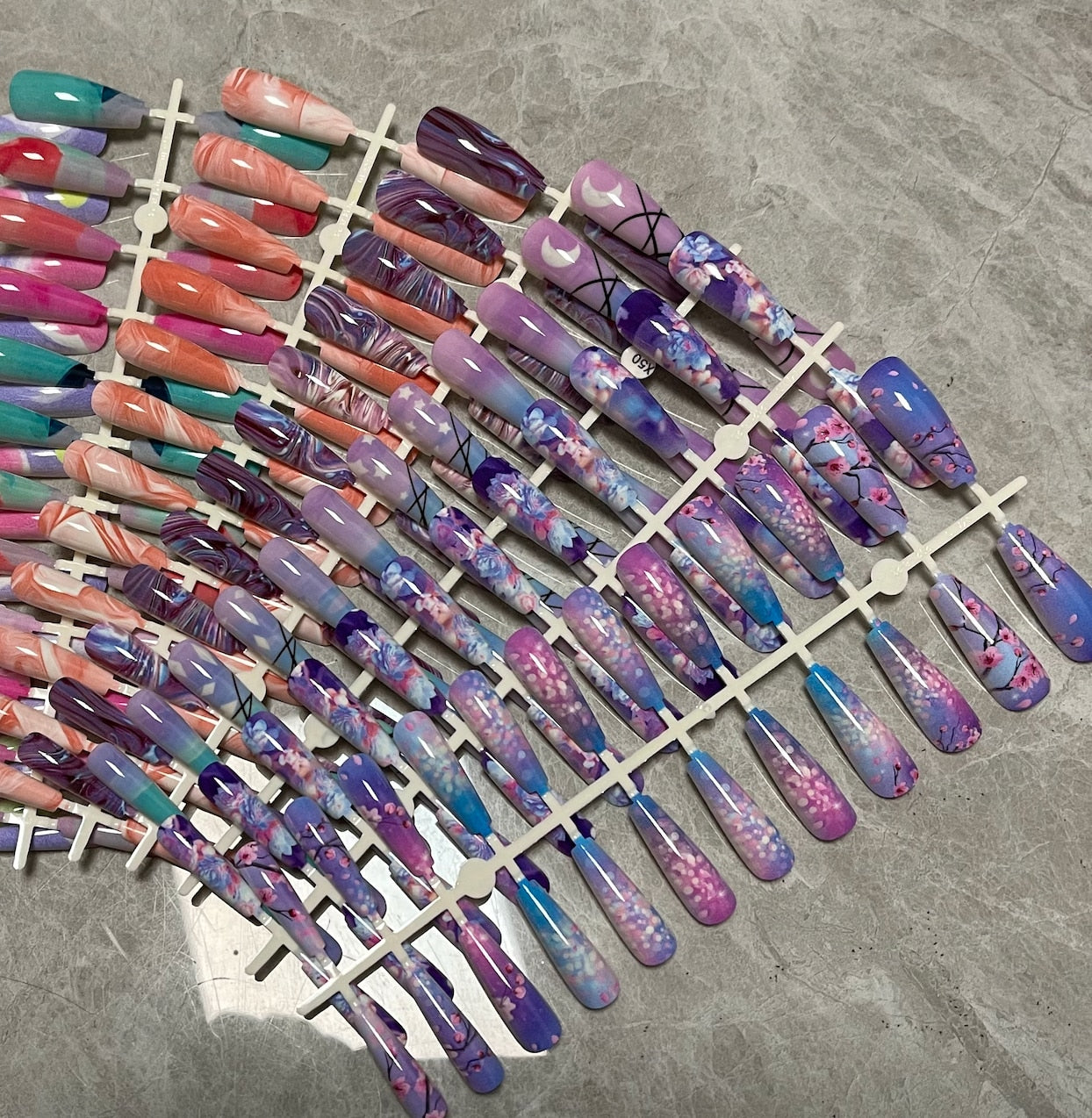 Long False Nails Tips - Orchid Unique