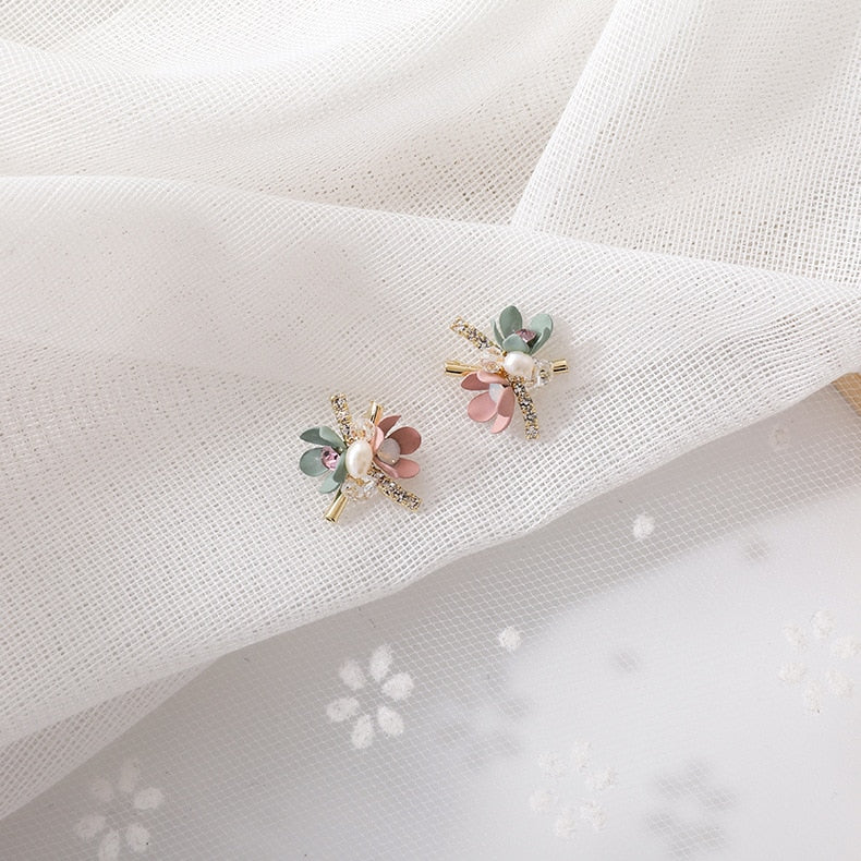 Handmade Colorful Flowers Stud Earring - Orchid Unique