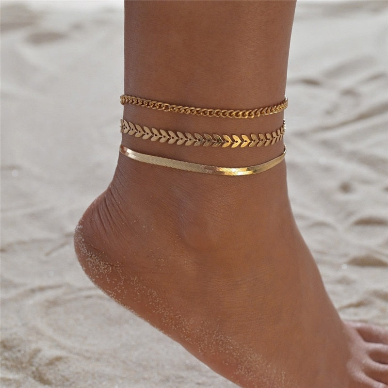 Bohemia Gold Color Chain Ankle Bracelet - Orchid Unique