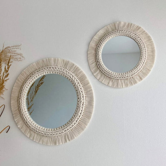 Boho Wall-Decorative Mirror Macrame Fringe - Orchid Unique