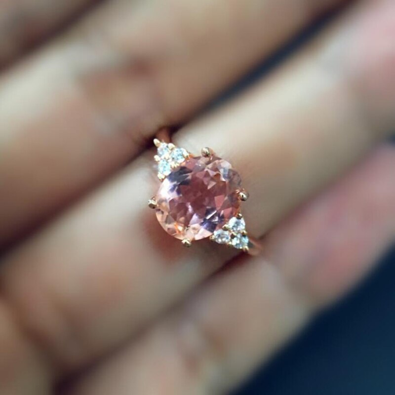 Dainty Pink Oval Crystal Ring - Orchid Unique