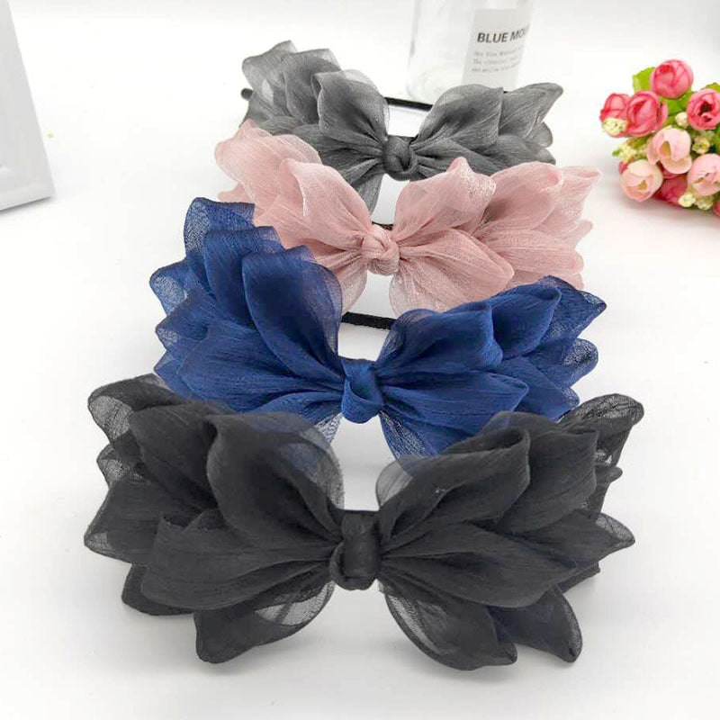 Big Bow Floral Shining Hair Band - Orchid Unique