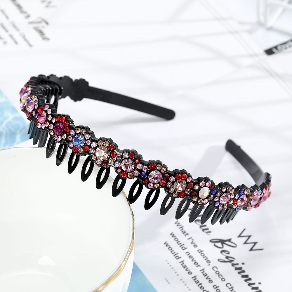 Hairbands Bezel Colorful Rhinestone - Orchid Unique