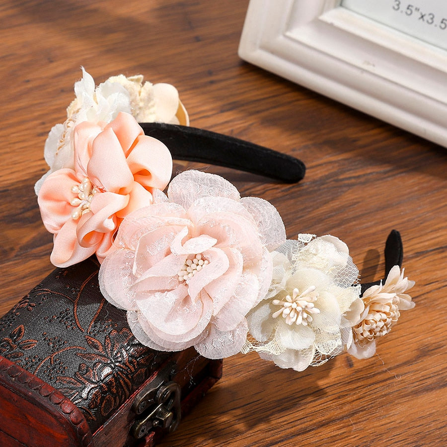 Haimeikang Colorful Flower Headband Fabric Princess Headdresses Girls Bride Headband Women Beach Wedding Hair Accessories - Orchid Unique