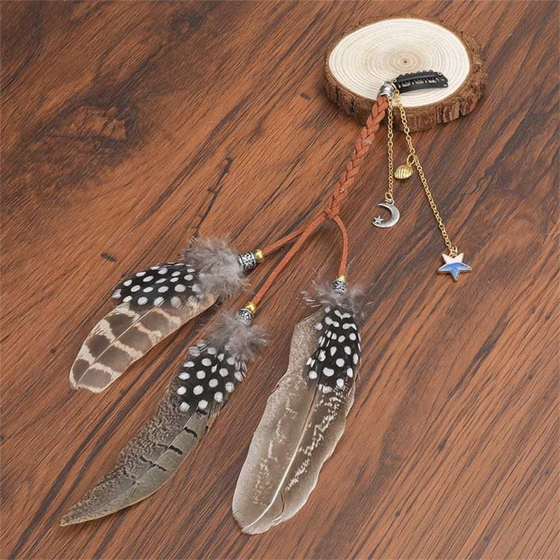 Levao Indian Festival Tassel Feather Hair Combs Hairpins for Women Hippie Headpiece Ethnic Head Band Hair Comb Clips Headwear - Orchid Unique