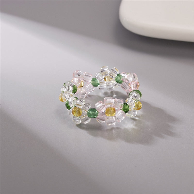 Colorful Bohemia Handmade Flower Ring - Orchid Unique