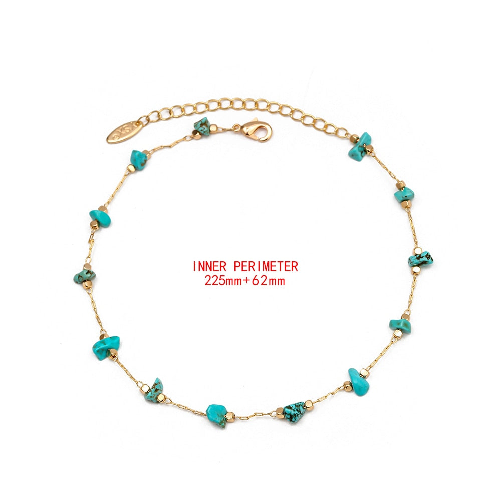 Lucky Eye Natural Stone Anklet - Orchid Unique