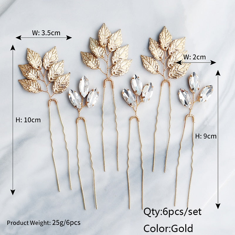 Efily Bridal Wedding Hair Accessories Rhinestone Hair Pins Forks for Women Pearl Hairpins Bride Headpiece Party Jewelry Gift - Orchid Unique