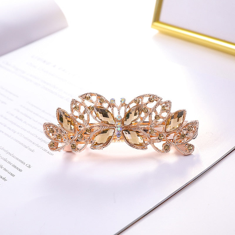 Crystalline rhinestone hairpin - Orchid Unique