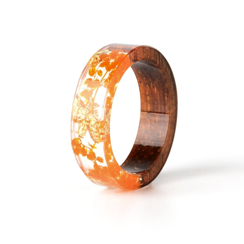 Handmade Dried Flower Epoxy Ring - Orchid Unique