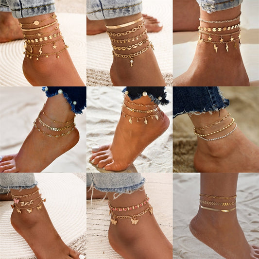 Bohemia Gold Color Chain Ankle Bracelet - Orchid Unique