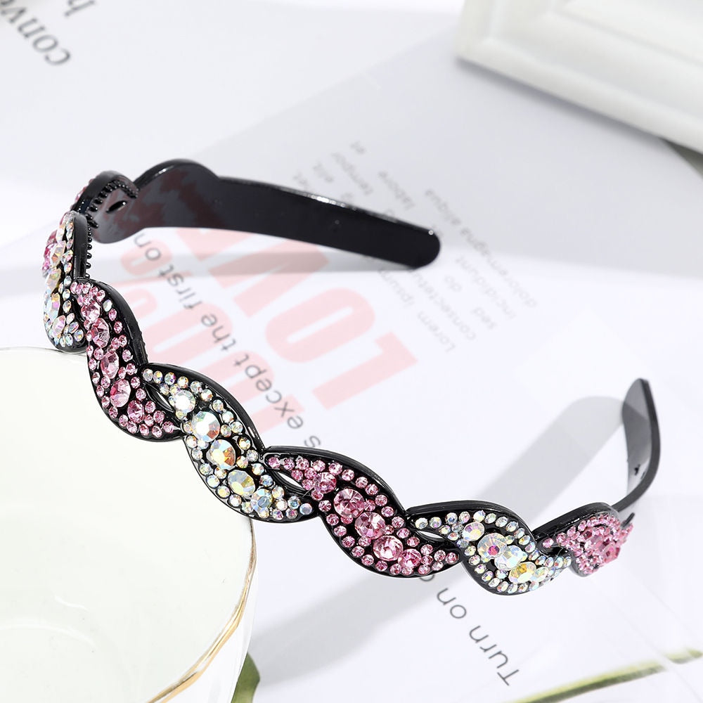 Hairbands Bezel Colorful Rhinestone - Orchid Unique