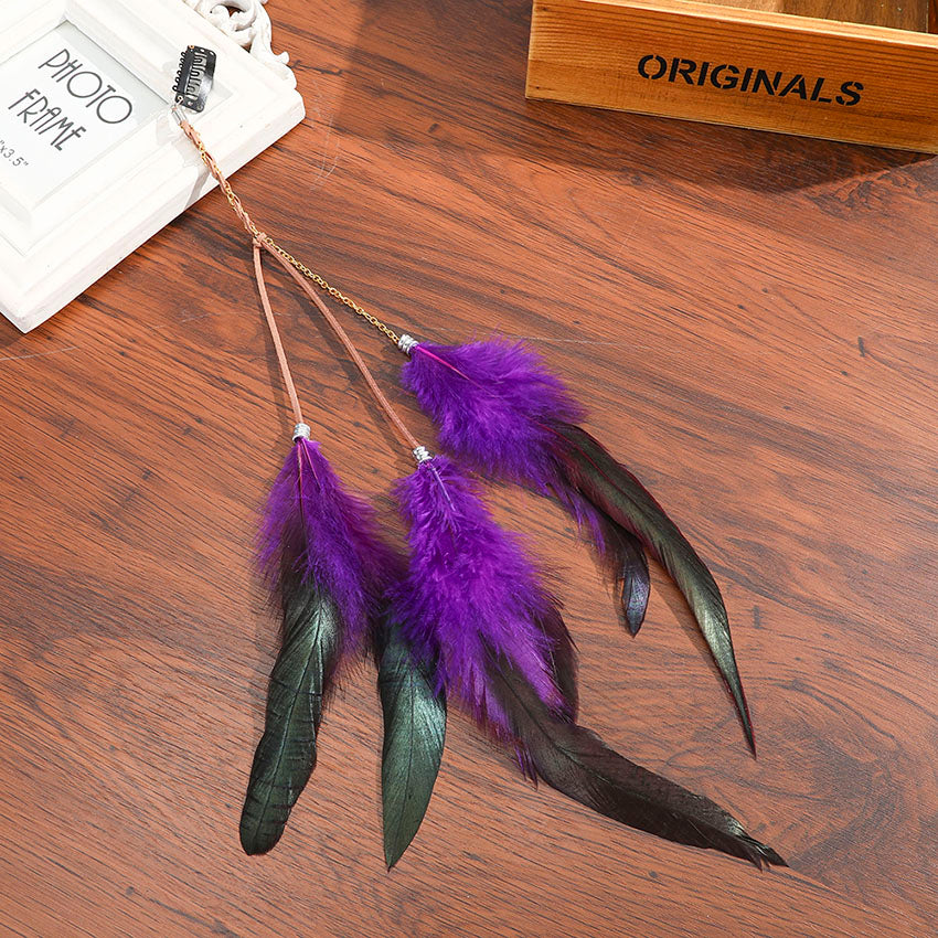Levao Indian Festival Tassel Feather Hair Combs Hairpins for Women Hippie Headpiece Ethnic Head Band Hair Comb Clips Headwear - Orchid Unique
