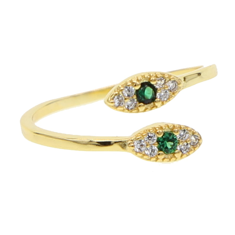 Green Eye Fashion gold Ring - Orchid Unique