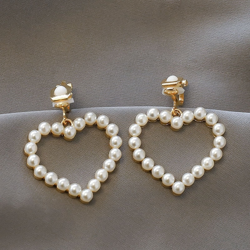 Cute Handmade pearl clip on Earrings - Orchid Unique