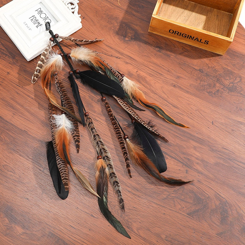 Levao Indian Festival Tassel Feather Hair Combs Hairpins for Women Hippie Headpiece Ethnic Head Band Hair Comb Clips Headwear - Orchid Unique