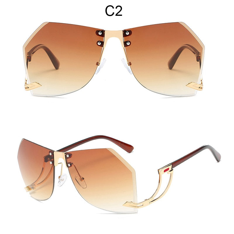 Irregular Rimless Sunglasses - Orchid Unique