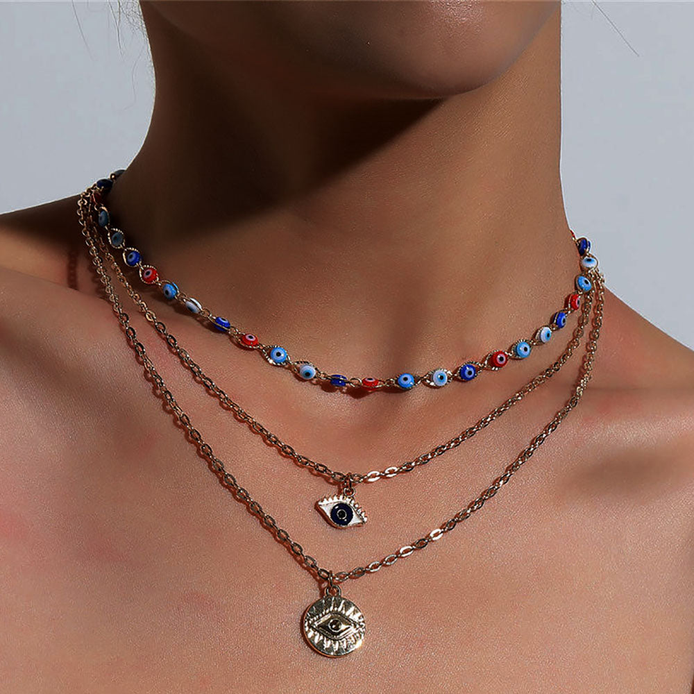 Turkish Evil Eyes Multilayer Necklaces - Orchid Unique