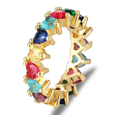 Top Quality Colorful Rainbow CZ Ring - Orchid Unique