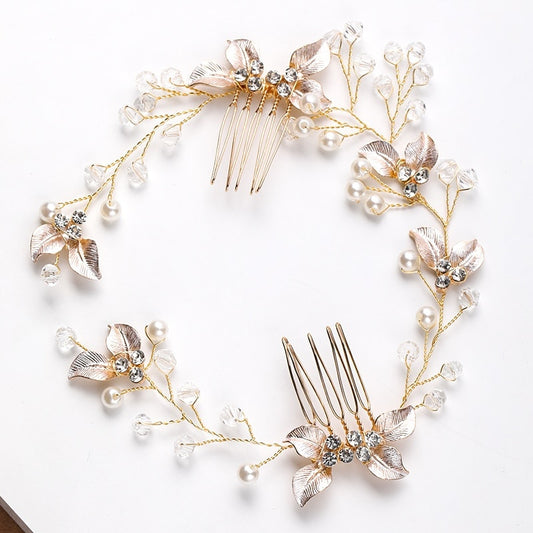 Pearl Leaf Comb Headband - Orchid Unique