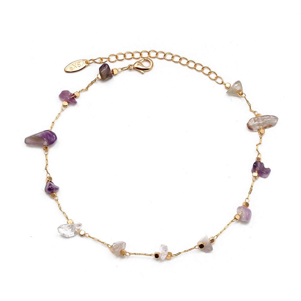 Lucky Eye Natural Stone Anklet - Orchid Unique