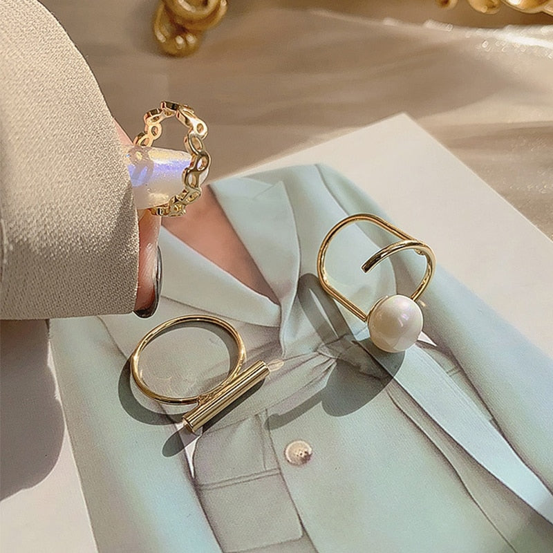 TRENDY Rings Pearl Moon 14 Gold Plated - Orchid Unique