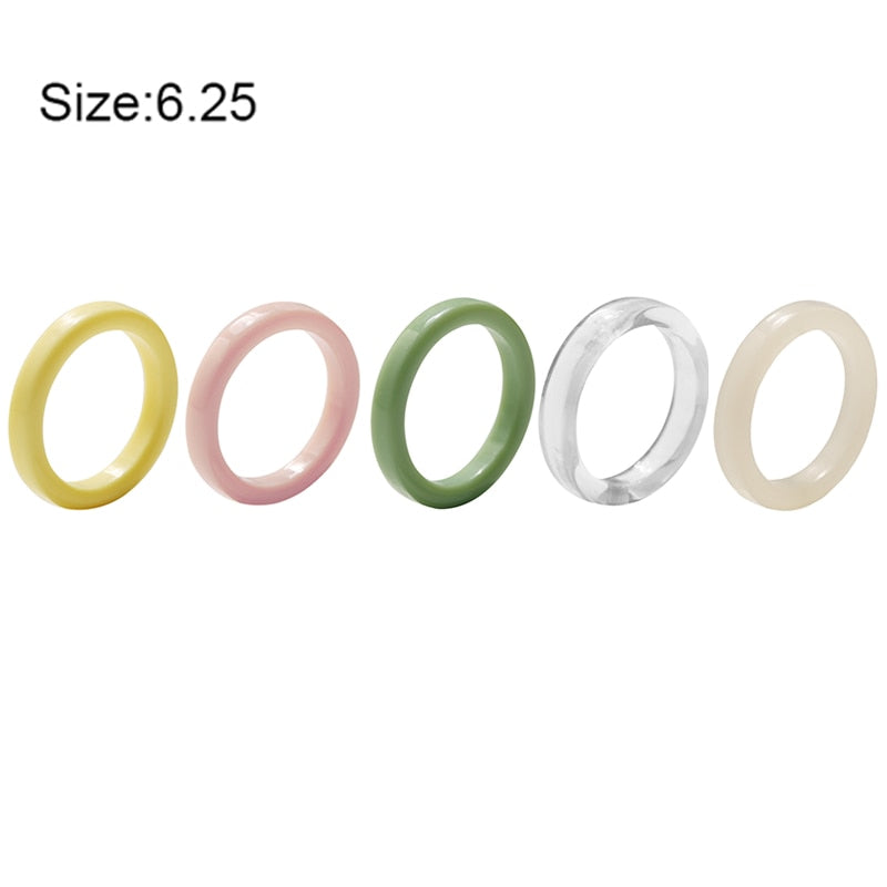 Colorful Transparent Resin Acrylic Rings Set - Orchid Unique