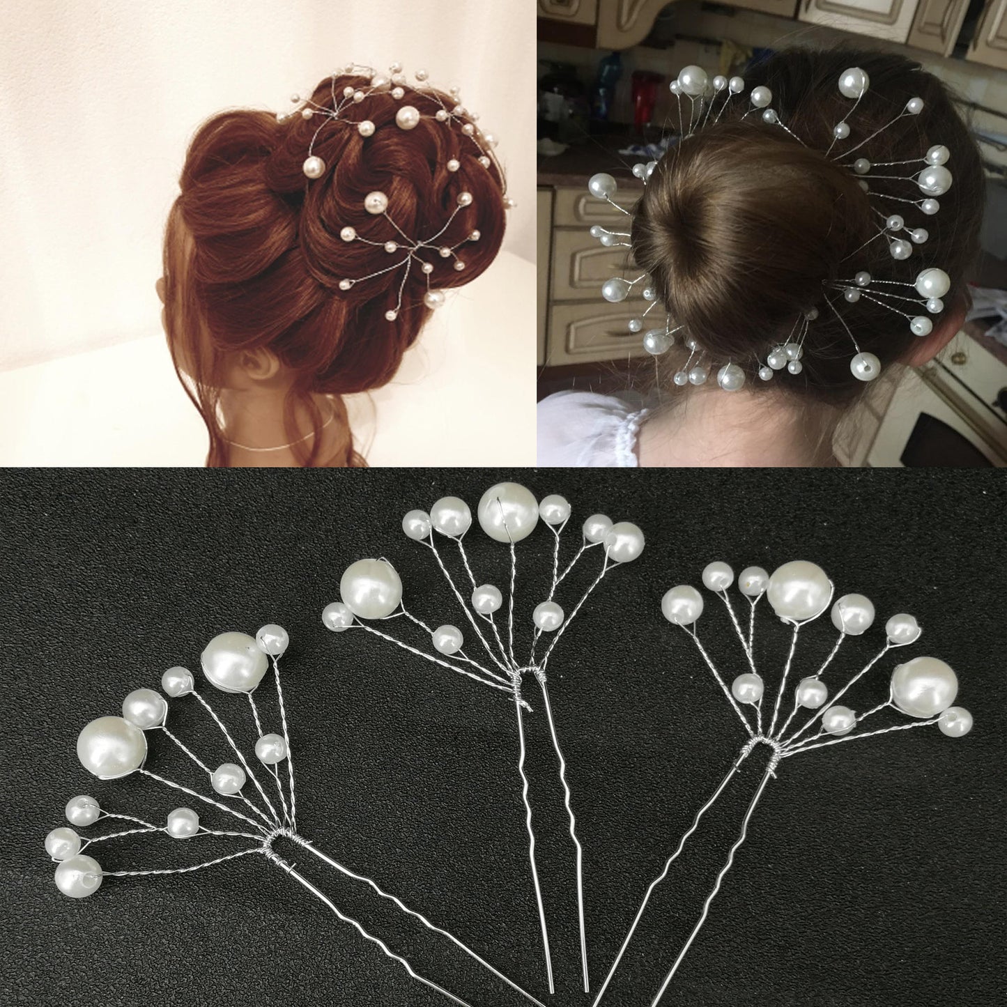 Women U-shaped Pin Metal Barrette Clip Hairpins Simulated Pearl Bridal Tiara Hair Accessories Wedding Hairstyle Design Tools - Orchid Unique