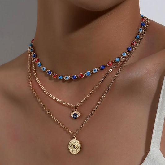 Turkish Evil Eyes Multilayer Necklaces - Orchid Unique