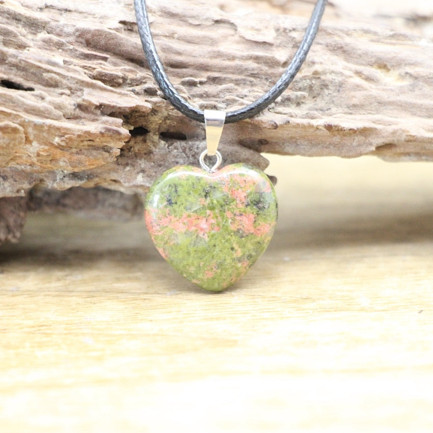 Natural Agates Quartz Heart Shape Pendant - Orchid Unique