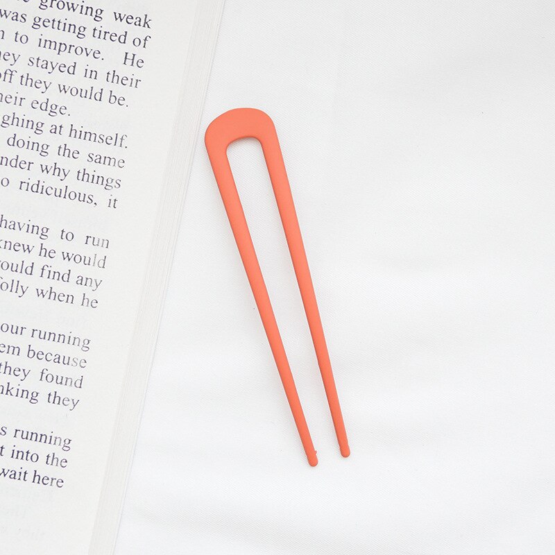 Fashion Metal Hair Sticks for Women Shell Hair Clip Pins Minimalist U Shape Girls Hairpins Hair Bun Maker Headwear - Orchid Unique