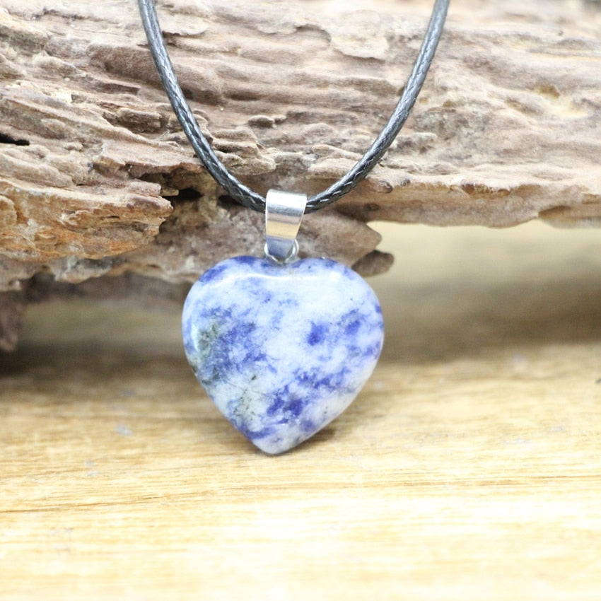 Natural Agates Quartz Heart Shape Pendant - Orchid Unique