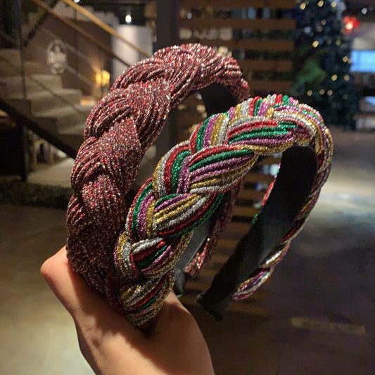New Women Hairband Cross Knot Braid Twist Headband Adult Spring Autumn Shiny Color Headwear Wide Side Turban Hair Accessories - Orchid Unique