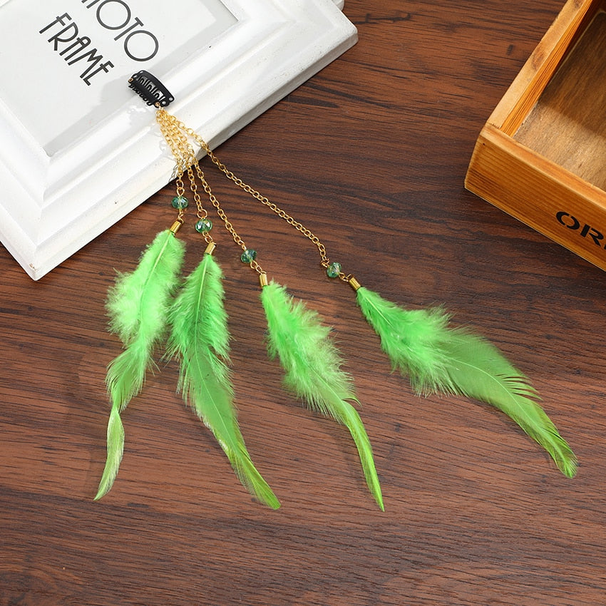 Levao Indian Festival Tassel Feather Hair Combs Hairpins for Women Hippie Headpiece Ethnic Head Band Hair Comb Clips Headwear - Orchid Unique
