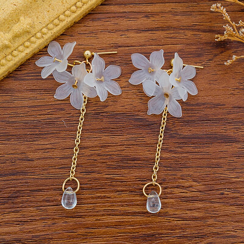 Multicolored Long Drop Earrings - Orchid Unique