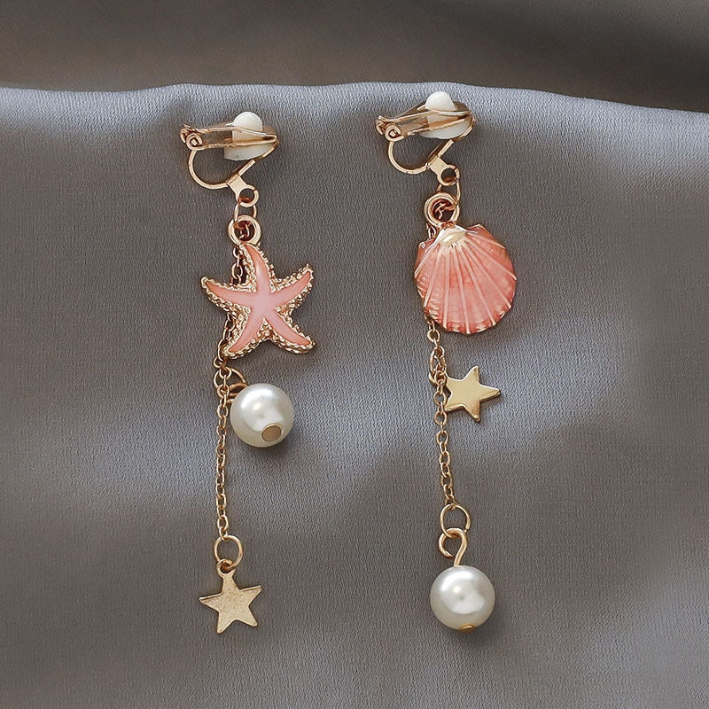 Cute Handmade pearl clip on Earrings - Orchid Unique